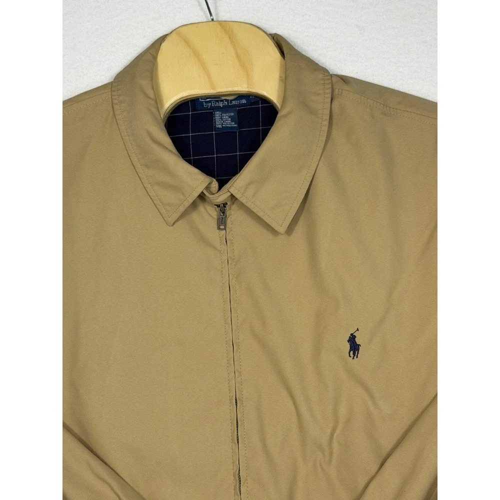 Polo Ralph Lauren Vintage Harrington Jacket Mens 3XB Big Tan Zip Plaid Lined Y2K